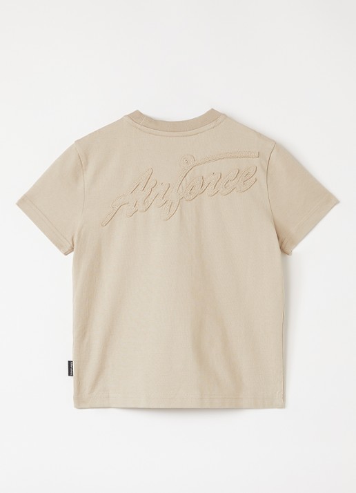 Airforce T-shirt met logoborduring en backprint - voorkant 2 beige