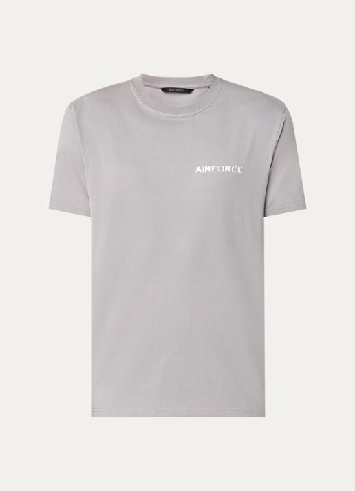 Airforce T-shirt van  katoen met logo- en backprint - voorkant 2 grijs
