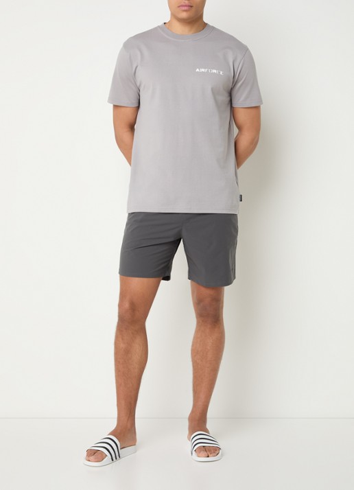 Airforce T-shirt van  katoen met logo- en backprint - voorkant 3 grijs