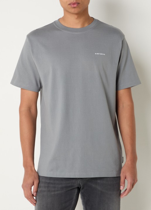 Airforce T-shirt van  katoen met logo - detail grijs