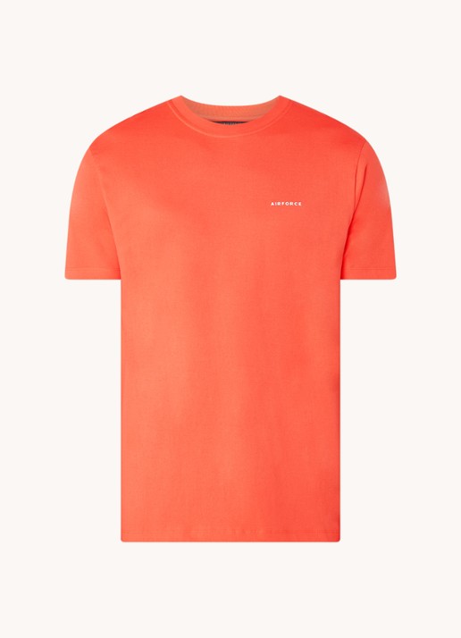 Airforce T-shirt van  katoen met logo - voorkant oranjerood