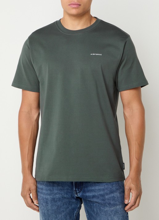 Airforce T-shirt van  katoen met logo - detail groen