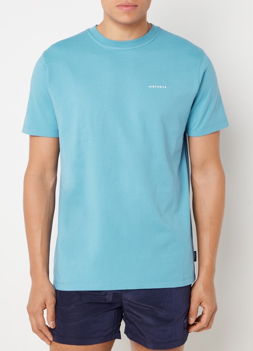 Airforce T-shirt van  katoen met logo - detail 3 lichtblauw