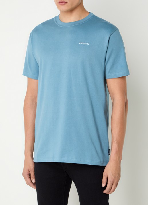 Airforce T-shirt van  katoen met logo - detail staalblauw
