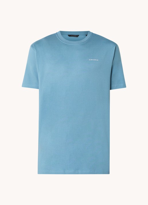 Airforce T-shirt van  katoen met logo - voorkant 2 staalblauw