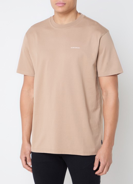 Airforce T-shirt van  katoen met logo - detail 4 camel