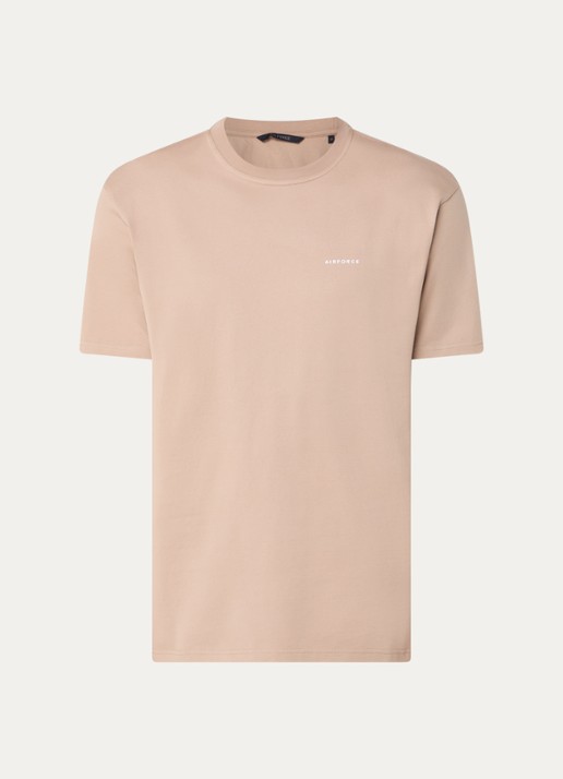 Airforce T-shirt van  katoen met logo - voorkant camel