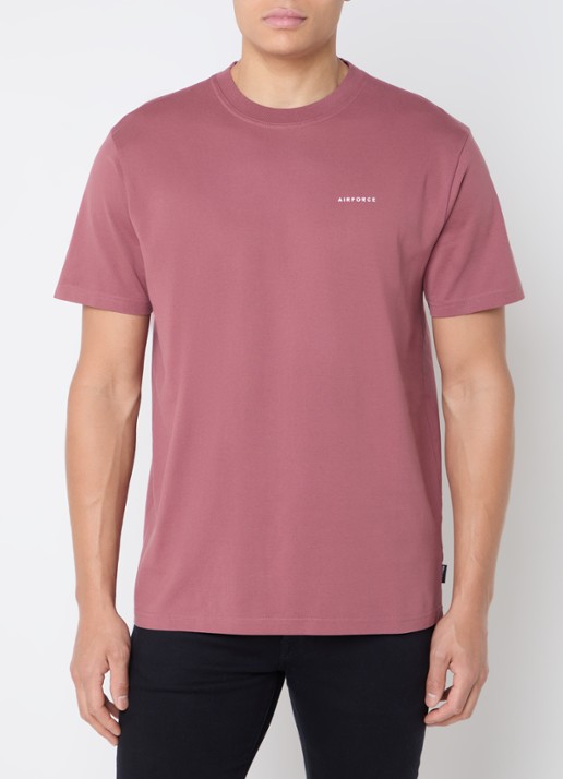 Airforce T-shirt van  katoen met logo - detail 4 bordeauxrood