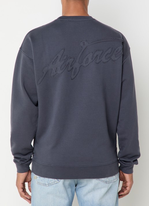 Airforce Wording sweater met logo- en backprint - detail 3 donkergrijs