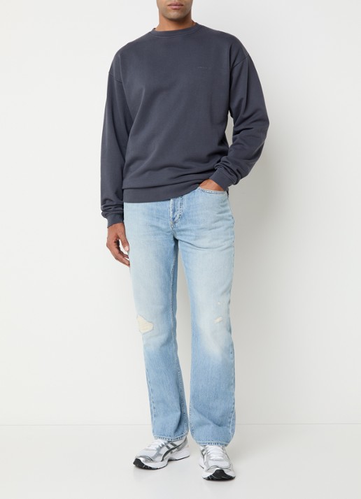 Airforce Wording sweater met logo- en backprint - voorkant 2 donkergrijs