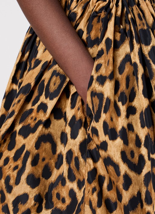 Alaïa A-lijn midi rok met panterprint - detail 5 cognac