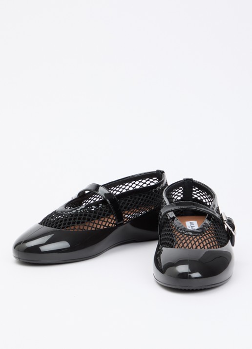 Alaïa Ballerina van kalfsleer met details van mesh - detail 3 zwart