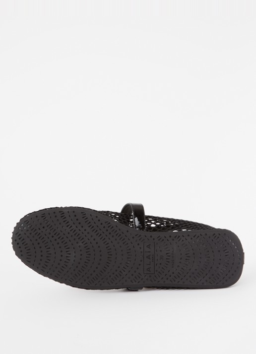 Alaïa Ballerina van mesh met details van kalfsleer - detail 5 zwart