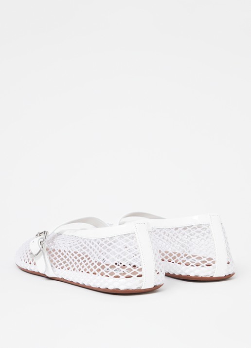 Alaïa Ballerina van mesh met details van kalfsleer - achterkant 7 wit