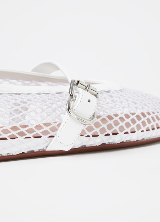 Alaïa Ballerina van mesh met details van kalfsleer - detail 6 wit