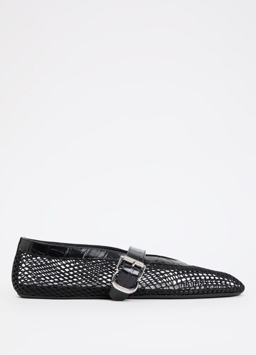 Alaïa Ballerina van mesh met details van kalfsleer
