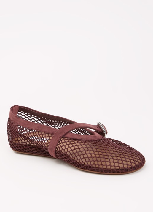 Alaïa Ballerina van mesh met details van suède - voorkant 6 bordeauxrood