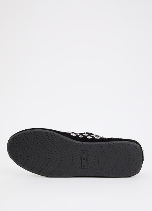 Alaïa Criss Cross ballerina van kalfssuède met studs - detail 5 zwart