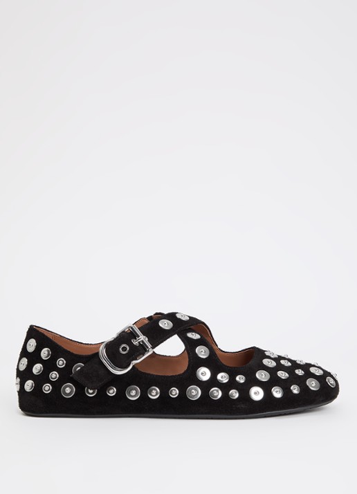 Alaïa Criss Cross ballerina van kalfssuède met studs