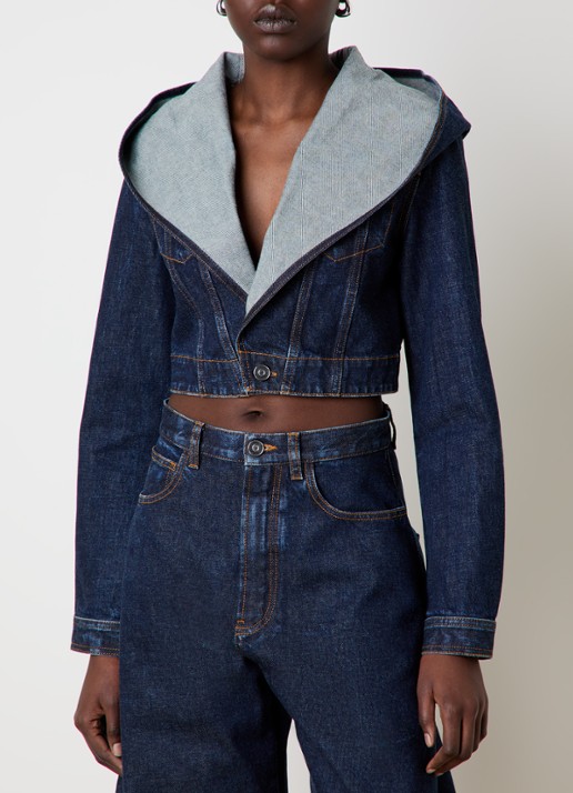 Alaïa Cropped spijkerjas met borstzakken en capuchon