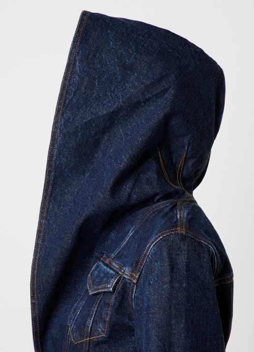Alaïa Cropped spijkerjas met borstzakken en capuchon - detail 3 blauw
