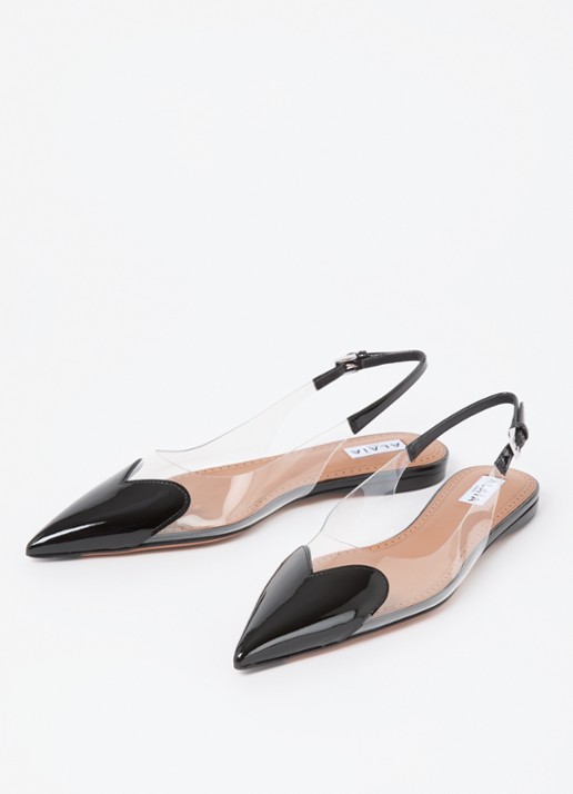 Alaïa Heart slingback met kalfsleren details - detail 4 zwart