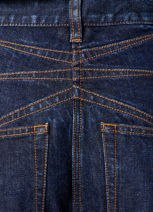 Alaïa High waist loose fit jeans met donkere wassing - detail 5 indigo