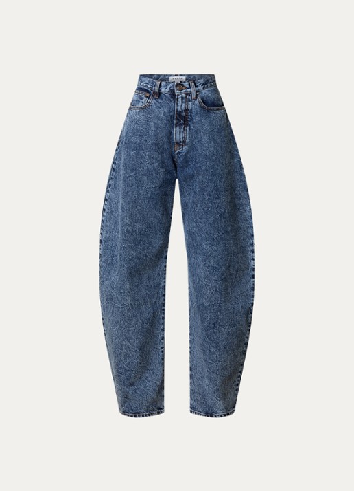 Alaïa High waist loose fit jeans met medium wassing - voorkant indigo