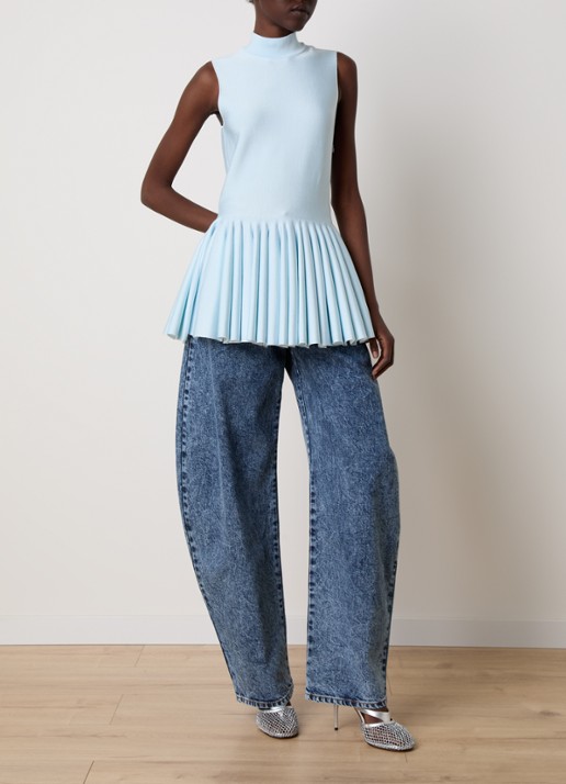 Alaïa High waist loose fit jeans met medium wassing - voorkant 2 indigo