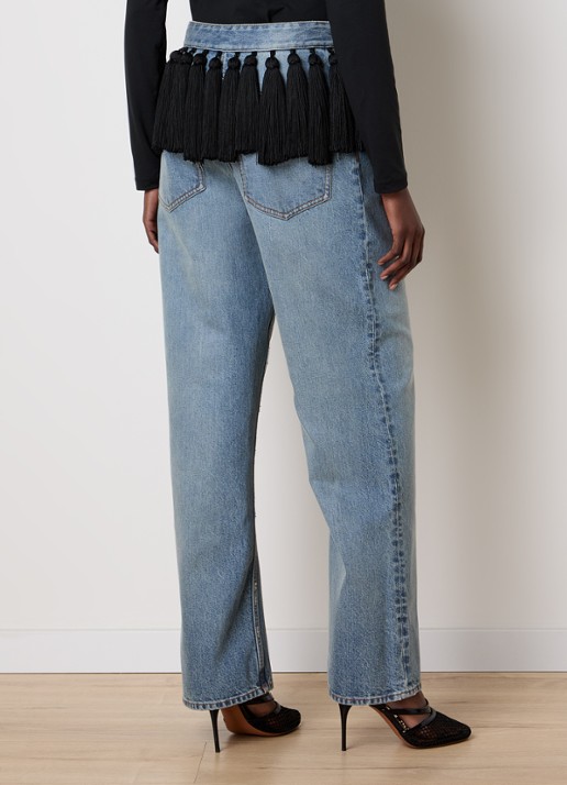Alaïa High waist loose fit jeans met medium wassing - achterkant indigo