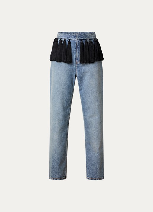 Alaïa High waist loose fit jeans met medium wassing - voorkant 2 indigo