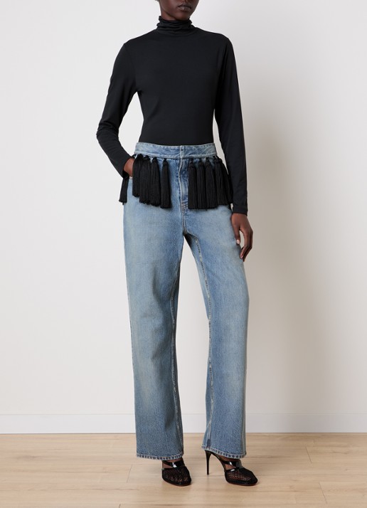 Alaïa High waist loose fit jeans met medium wassing - voorkant 3 indigo