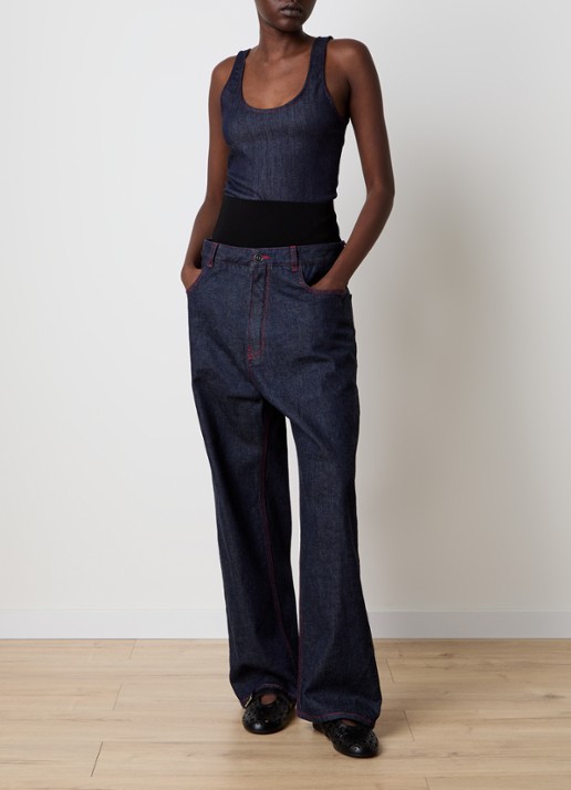 Alaïa High waist loose fit jeans met steekzakken - voorkant 2 indigo