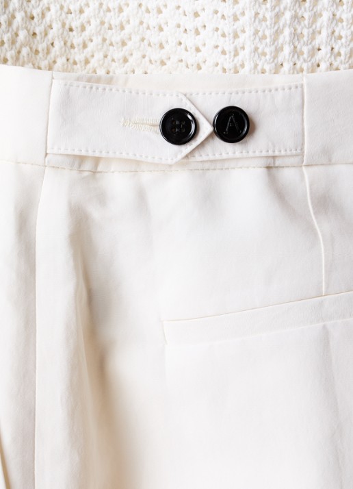 Alaïa High waist loose fit pantalon met steekzakken - detail 3 gebroken wit