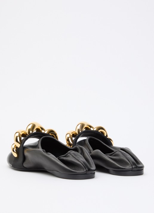 Alaïa Jewel ballerina van lamsleer met kettingdetail - achterkant 6 zwart
