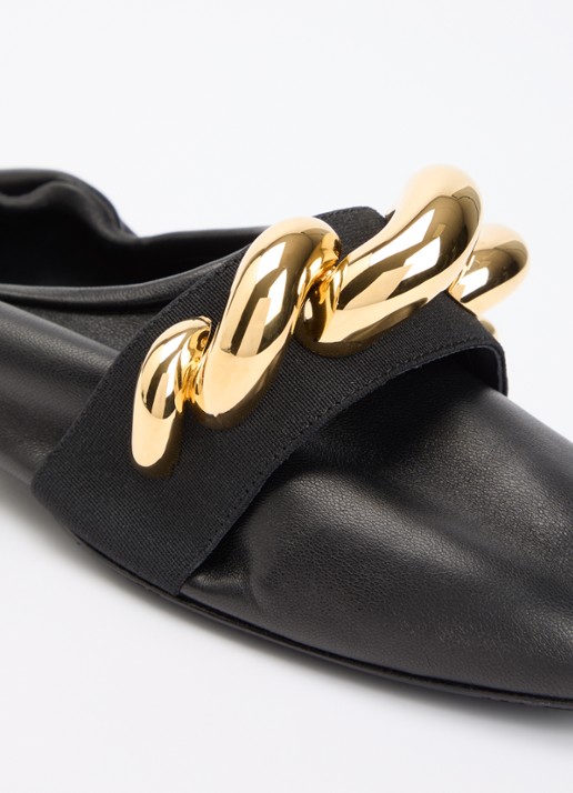 Alaïa Jewel ballerina van lamsleer met kettingdetail - detail 5 zwart