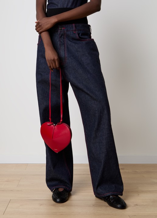 Alaïa Le Coeur crossbodytas van kalfsleer  - voorkant 6 donkerrood