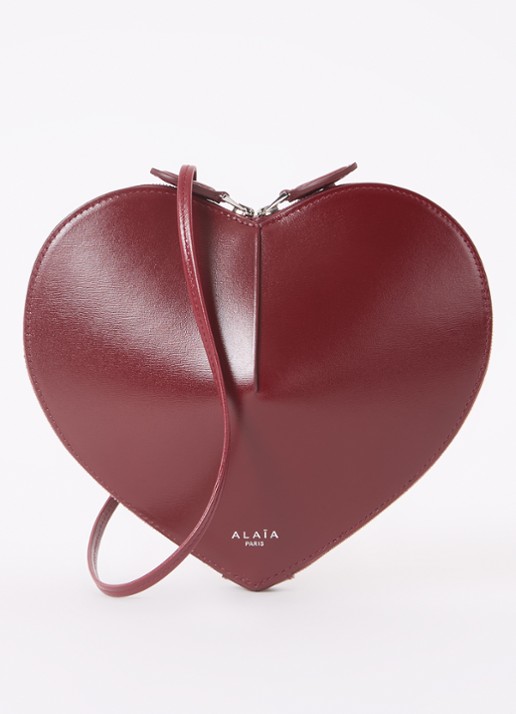 Alaïa Le Coeur crossbodytas van kalfsleer - voorkant bordeauxrood