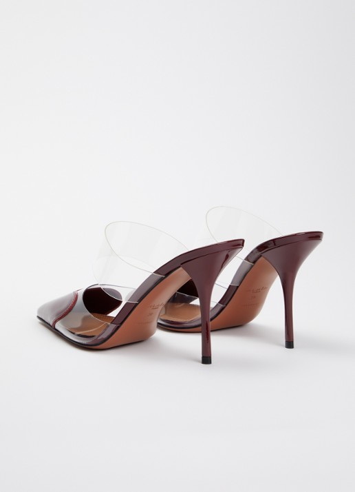 Alaïa Le Coeur muiltje van kalfsleer met lakfinish  - achterkant bordeauxrood