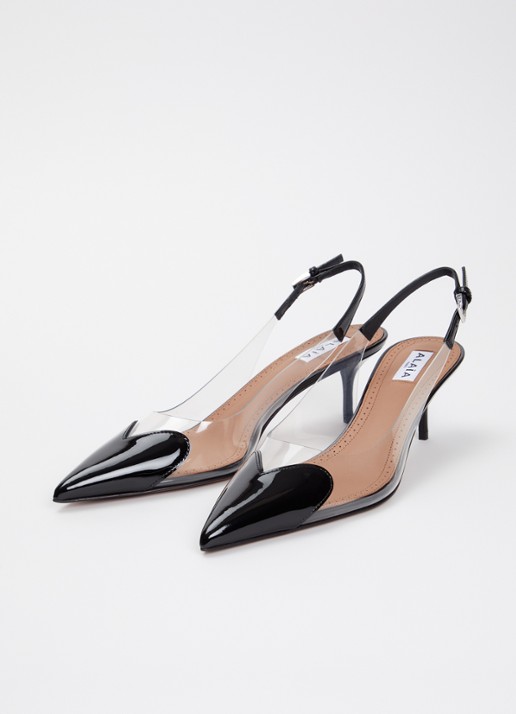 Alaïa Le Coeur slingback van patent kalfsleer  - detail 2 zwart