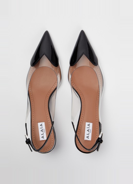 Alaïa Le Coeur slingback van patent kalfsleer  - detail 3 zwart