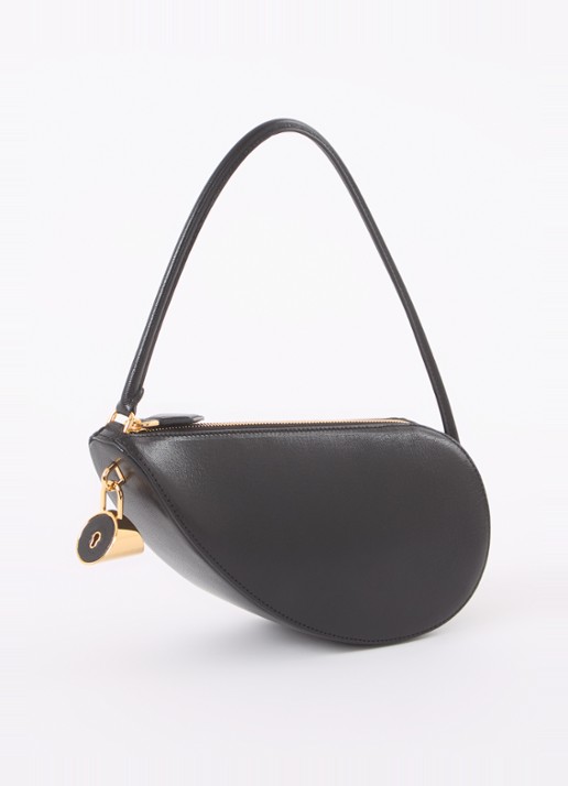Alaïa Le Demi-Coeur S schoudertas van geitenleer - achterkant 7 zwart