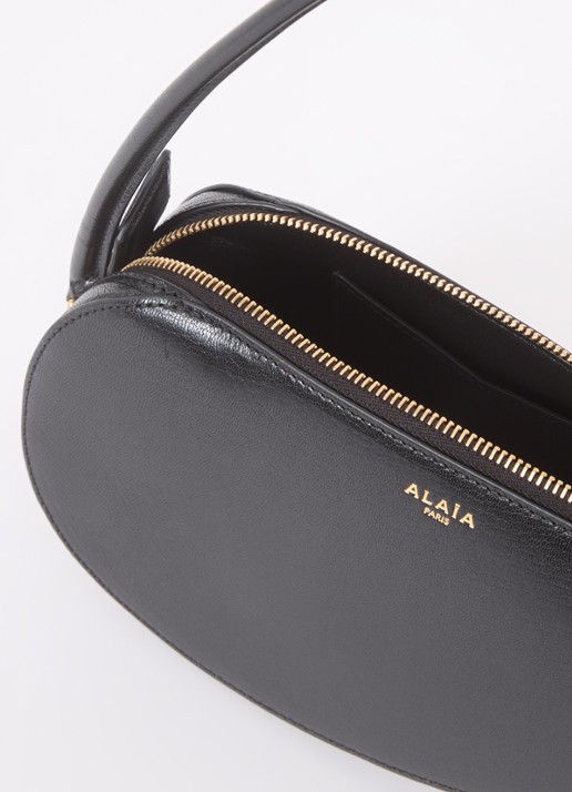 Alaïa Le Demi-Coeur S schoudertas van geitenleer - detail zwart