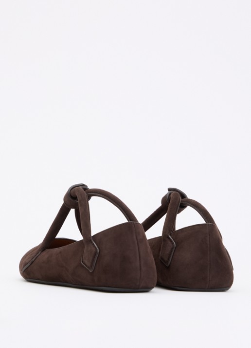 Alaïa Le Teckel ballerina van geitensuède - achterkant 6 donkerbruin