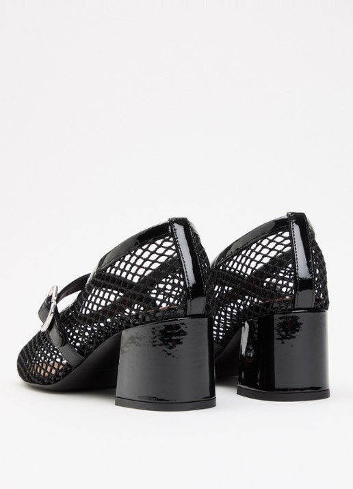 Alaïa Mary Jane pump met opengewerkt dessin en leren details - achterkant 6 zwart