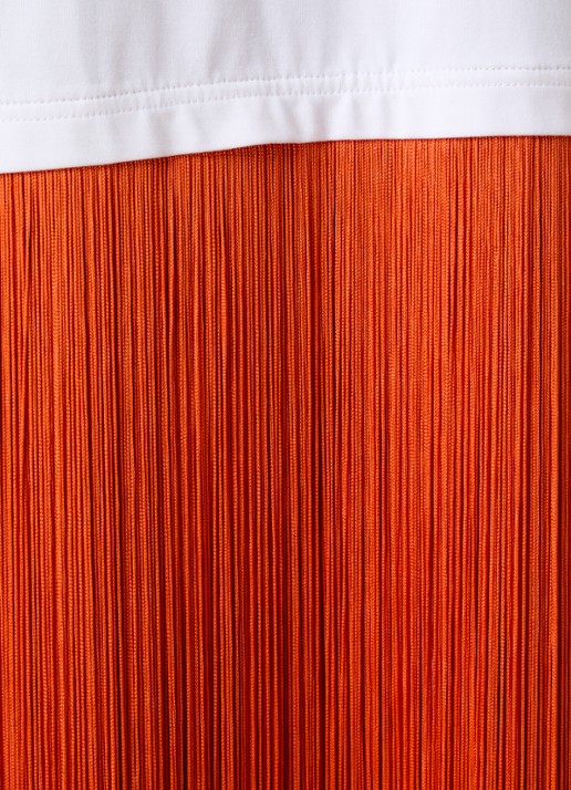 Alaïa Maxi jurk met franjes - detail 3 oranjerood
