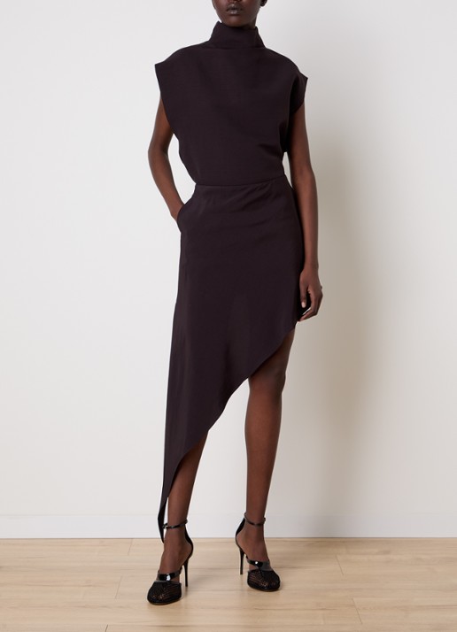 Alaïa Minirok met asymmetrische zoom - voorkant 2 donkerbruin