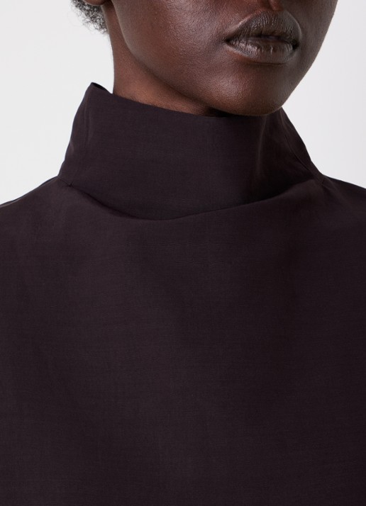 Alaïa Mouwloze top met col - detail 5 donkerbruin