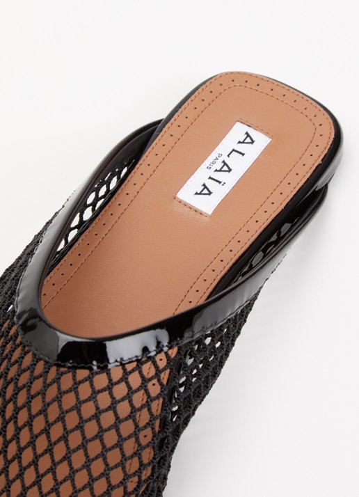 Alaïa Muiltje van mesh met kalfsleren details - detail 6 zwart
