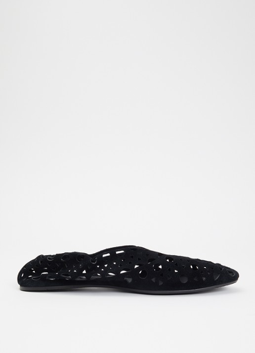 Alaïa Neo Vienne ballerina van lamssuède met cut-out detail - voorkant zwart